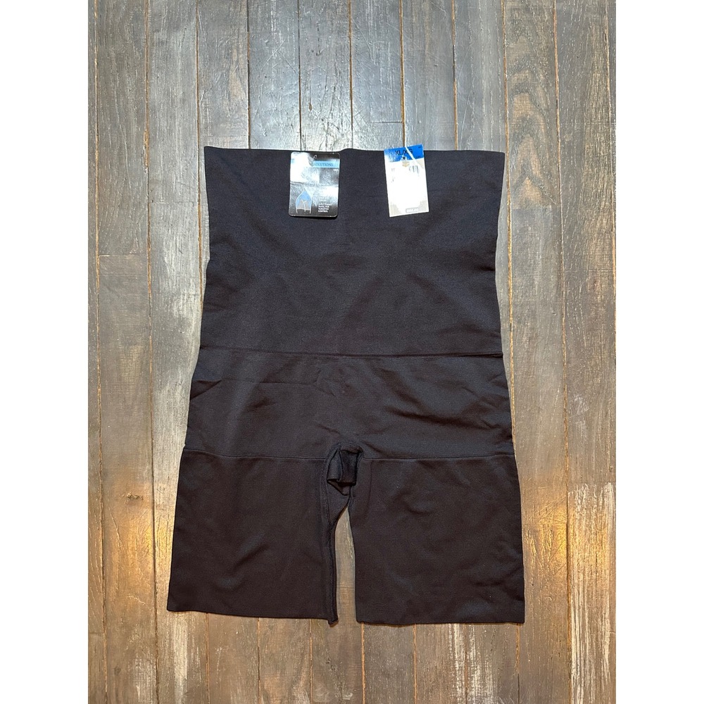 Maidenform Solutions Black High Waisted Thigh Slimmer Shapewear Shorts XL‎